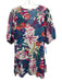 Sundry Size XS Blue, Pink, Green Half Puff Sleeve Floral V Neck Elastic Dress Blue, Pink, Green / XS