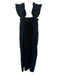 Monica Nera Size XS Black Cotton Blend Ruffle Cap Sleeve Elastic Gathered Dress Black / XS