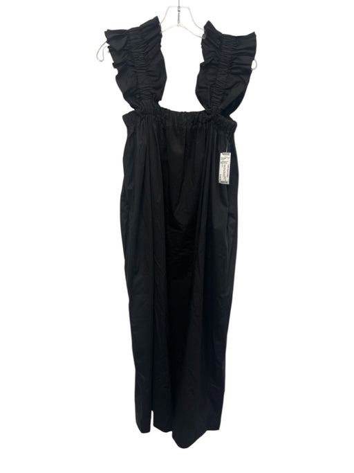 Monica Nera Size XS Black Cotton Blend Ruffle Cap Sleeve Elastic Gathered Dress Black / XS