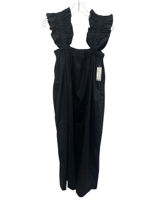 Monica Nera Size XS Black Cotton Blend Ruffle Cap Sleeve Elastic Gathered Dress Black / XS
