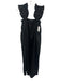 Monica Nera Size XS Black Cotton Blend Ruffle Cap Sleeve Elastic Gathered Dress Black / XS