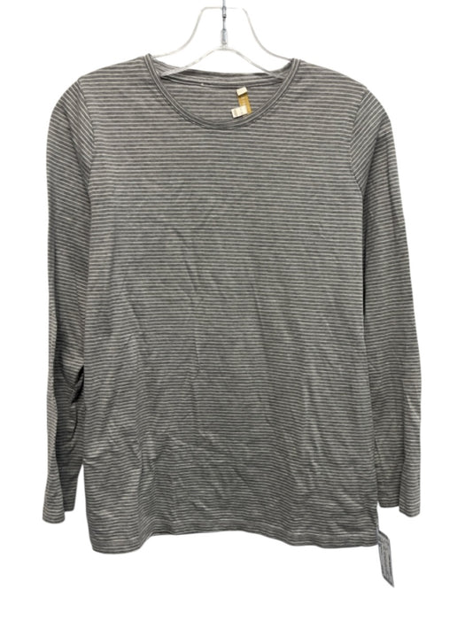 Ann Mashburn Size XS Gray & White Cotton Long Sleeve Striped Crew Neck Top Gray & White / XS