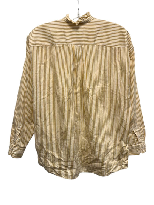 Ann Mashburn Size XS Yellow & White Cotton Long Sleeve Striped Button Front Top Yellow & White / XS