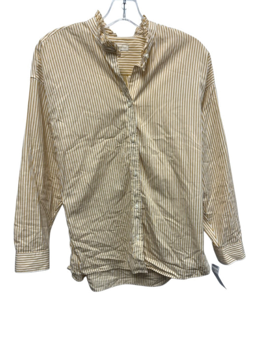 Ann Mashburn Size XS Yellow & White Cotton Long Sleeve Striped Button Front Top Yellow & White / XS