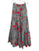 La Double J Size XS Green, Red, Blue print Cotton Elastic Waist Floral Skirt Green, Red, Blue print / XS