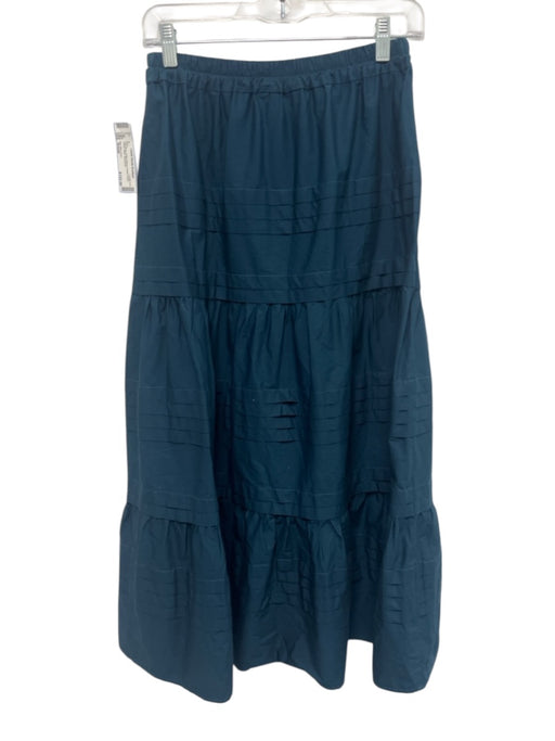 Sea New York Size Small Teal Blue Cotton Blend Elastic Waist Tiered Maxi Skirt Teal Blue / Small
