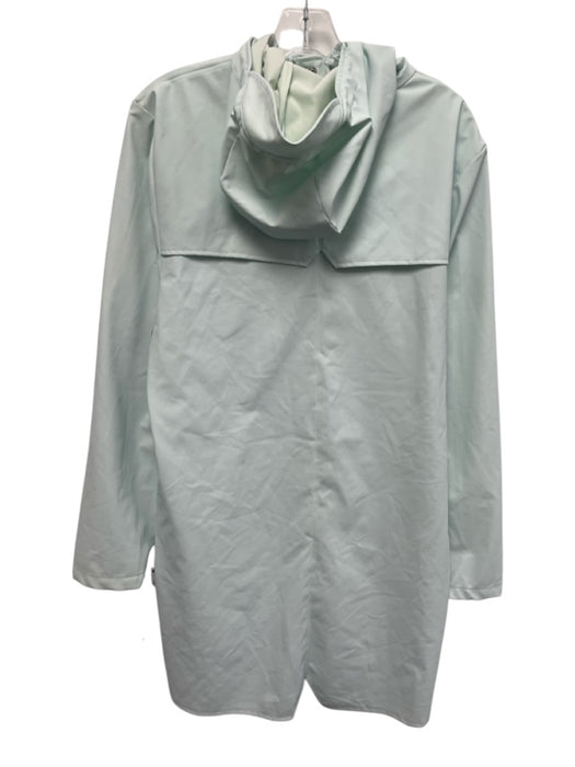 Rains Size XS Mint Blue Polyester Long Sleeve Snap Button Front Hood Jacket Mint Blue / XS