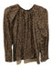 Tish Cox Size XS Brown, Cream & Pink Cotton Floral 3/4 Sleeve Gathered Neck Top Brown, Cream & Pink / XS