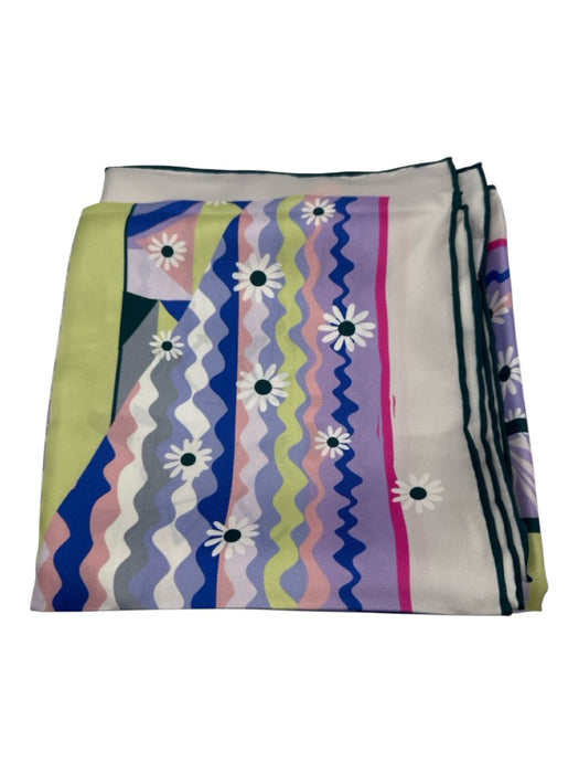 CB Grey Purple & Multi Silk Twill Printed Square Floral design scarf Purple & Multi