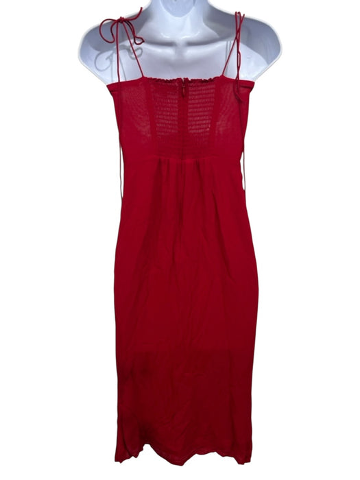 Reformation Size 4 Red Viscose Tie Spaghetti Straps Side Slit Back Zip Dress Red / 4