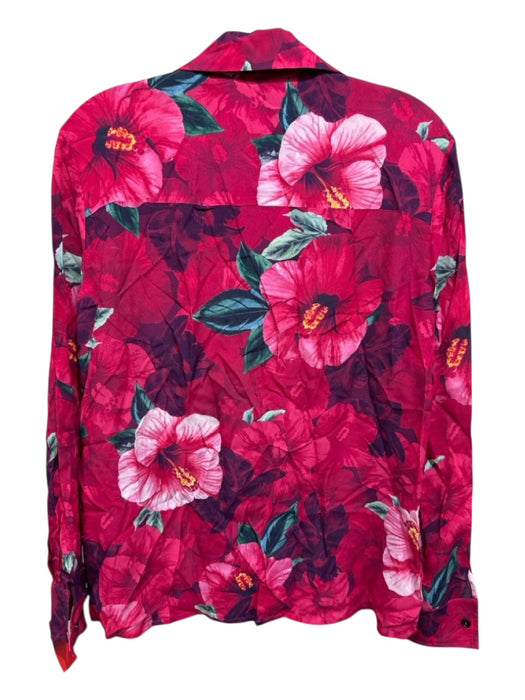 Pinko Size 4 Pink, Purple & Green Viscose Semi-Sheer Floral Button Down Top Pink, Purple & Green / 4