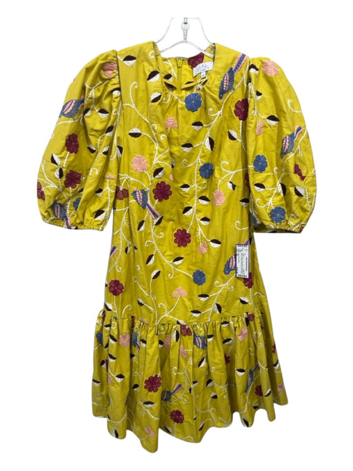 Pearl by Lela Rose Size XS yellow, white, multi Cotton Embroidered Dress yellow, white, multi / XS