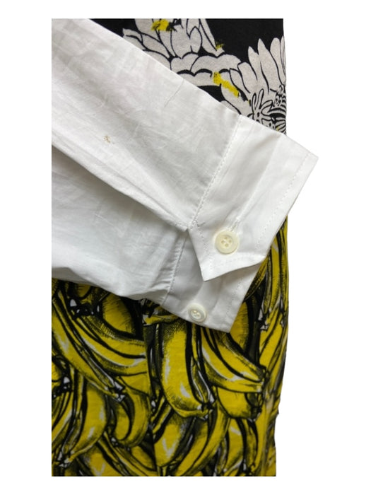 Prada Size L Yellow, Black & White Cotton floral print Long Sleeve Dress Yellow, Black & White / L