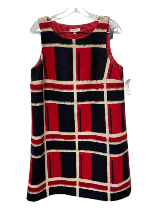 Ann Mashburn Size L Red, Black, Cream Wool Plaid Sleeveless Knee length Dress Red, Black, Cream / L