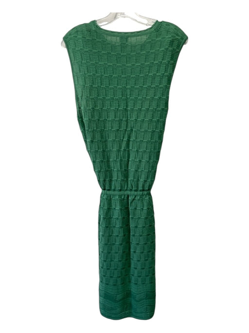 M Missoni Size L/48 Green Viscose Sleeveless Tie Waist Crochet Knit Dress Green / L/48