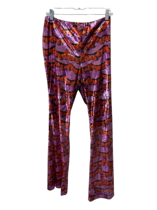 La Double J Size L Orange & Pink Polyester Fully Sequined Animal Stripe Pants Orange & Pink / L