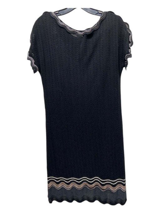 M Missoni Size L Black Print Viscose Blend Scalloped Dress Black Print / L