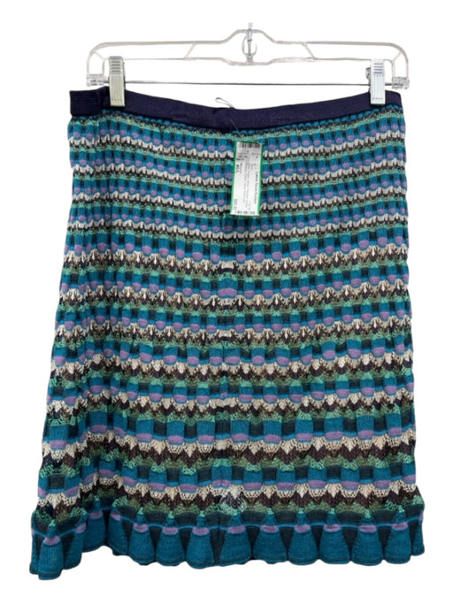 Missoni Size 46/L Blue, Purple, White Polyester Abstract Stripes Skirt Blue, Purple, White / 46/L