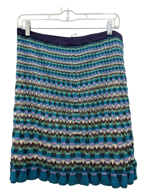 Missoni Size 46/L Blue, Purple, White Polyester Abstract Stripes Skirt Blue, Purple, White / 46/L