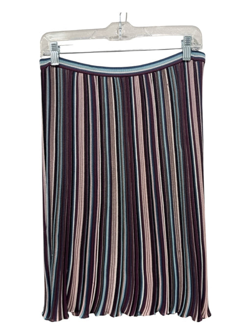 Missoni Size L/46 Purple, Pink, Blue Vertical Stripes Knee Length Knit Skirt Purple, Pink, Blue / L/46