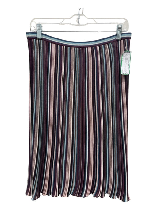 Missoni Size L/46 Purple, Pink, Blue Vertical Stripes Knee Length Knit Skirt Purple, Pink, Blue / L/46