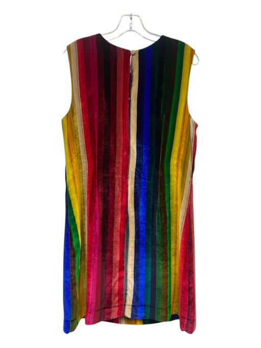 Milly Size 12 Rainbow Silk Blend Sleeveless Striped Velvet Dress Rainbow / 12