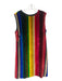 Milly Size 12 Rainbow Silk Blend Sleeveless Striped Velvet Dress Rainbow / 12