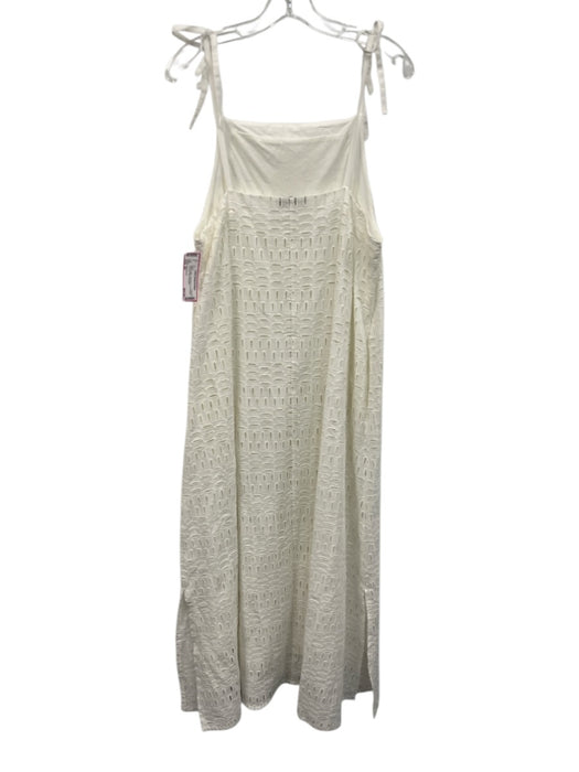 Alpha Studio Size 44 White Cotton Sleeveless Tie Shoulder Cut Outs Maxi Dress White / 44