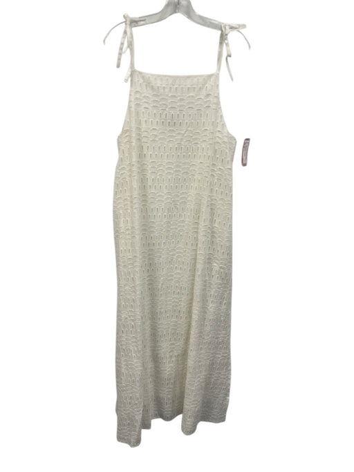 Alpha Studio Size 44 White Cotton Sleeveless Tie Shoulder Cut Outs Maxi Dress White / 44