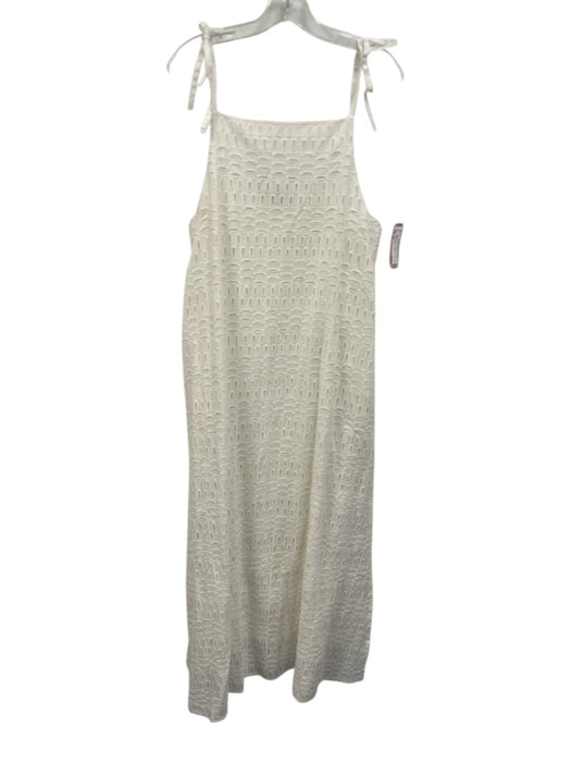 Alpha Studio Size 44 White Cotton Sleeveless Tie Shoulder Cut Outs Maxi Dress White / 44