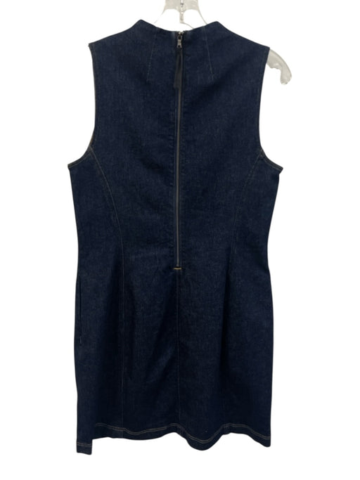 Spanx Size L Dark Wash Cotton Sleeveless Midi pleats Denim Dress Dark Wash / L