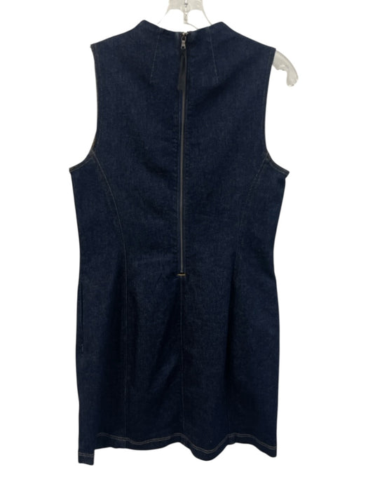 Spanx Size L Dark Wash Cotton Sleeveless Midi pleats Denim Dress Dark Wash / L