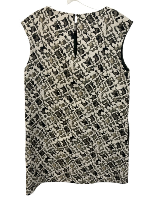 Ann Mashburn Size L White, Gray & Black Polyester Sleeveless Textured Midi Dress White, Gray & Black / L