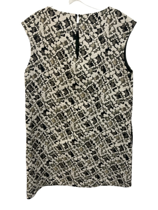 Ann Mashburn Size L White, Gray & Black Polyester Sleeveless Textured Midi Dress White, Gray & Black / L