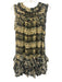 Ulla Johnson Size 10 Beige, Blue & Black Silk Ruffle Cap Sleeve Dress Beige, Blue & Black / 10