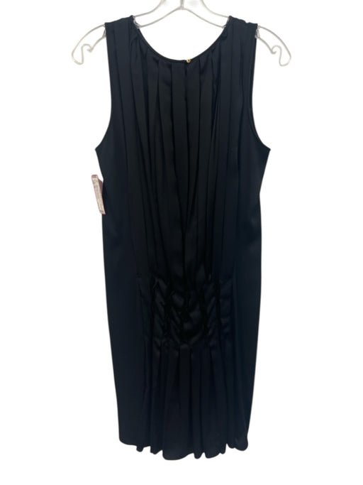 Diane Von Furstenberg Size 10 Black Silk Sleeveless Pleats Gathered Dress Black / 10