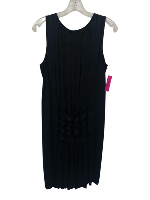 Diane Von Furstenberg Size 10 Black Silk Sleeveless Pleats Gathered Dress Black / 10