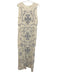 Tory Burch Size 12 White & Navy Viscose & Silk Maxi Knit Floral Dress White & Navy / 12