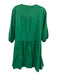 Sofia Size Est M/L Green Cotton Puff Sleeves Button pleats Dress Green / Est M/L