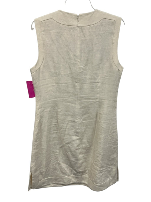 Tory Burch Size 12 White, Red, Orange Linen Sleeveless Beaded Textured Dress White, Red, Orange / 12
