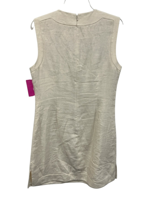 Tory Burch Size 12 White, Red, Orange Linen Sleeveless Beaded Textured Dress White, Red, Orange / 12
