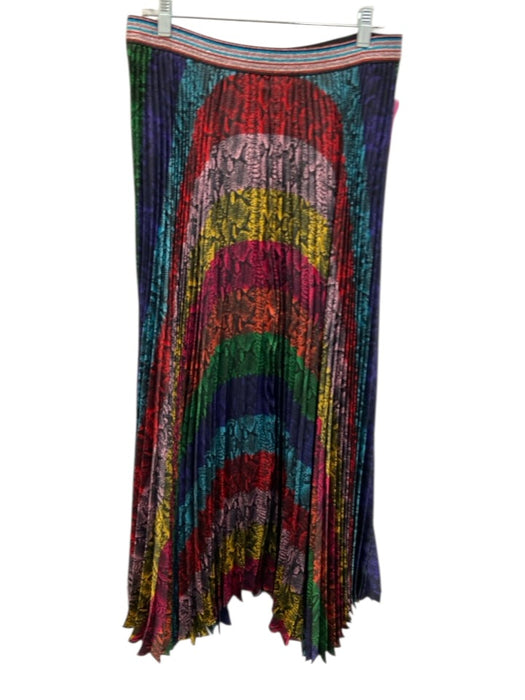 Alice + Olivia Size 12 Rainbow Polyester Pleats Snake Print Elastic Waist Skirt Rainbow / 12