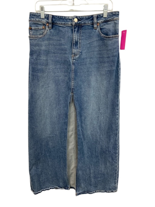 Alice + Olivia Size 30 Medium Wash Cotton Mid Rise Front Slit Maxi Denim Skirt Medium Wash / 30
