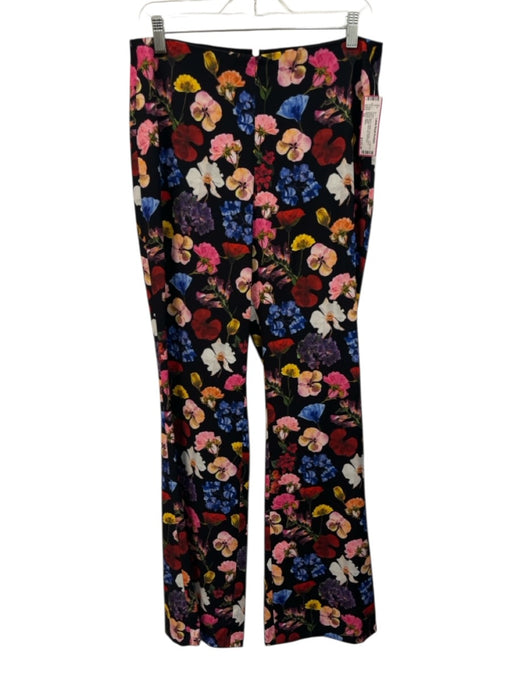 Alice + Olivia Size 12 Black & Multi Polyester Floral Elastic Waist Pants Black & Multi / 12