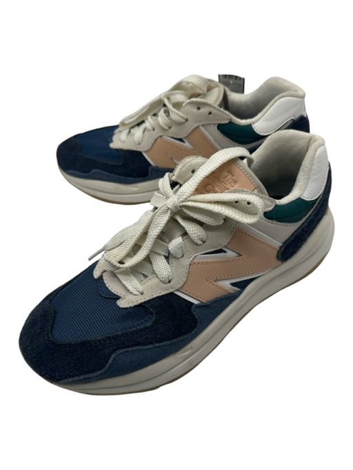 New Balance Shoe Size 10 Navy & Tan Leather Suede Fabric Block Lace Up Sneakers Navy & Tan / 10