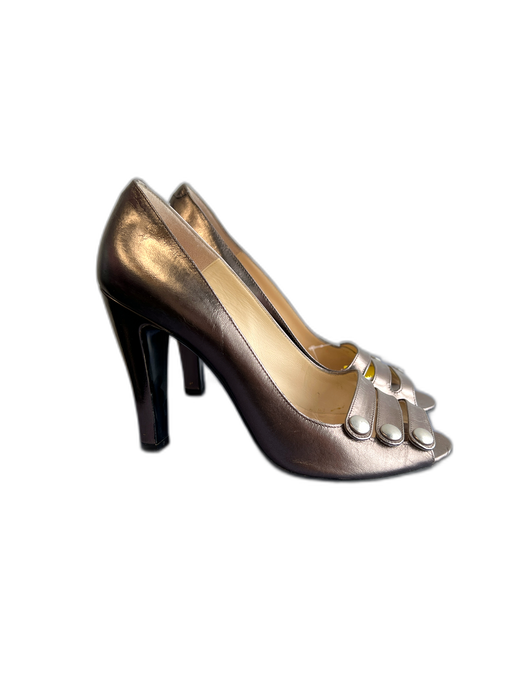 Marc By Marc Jacobs Shoe Size 38.5 Antique Silver Leather Peep Toe Pump Shoes Antique Silver / 38.5