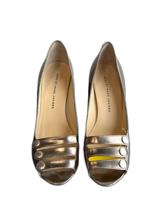 Marc By Marc Jacobs Shoe Size 38.5 Antique Silver Leather Peep Toe Pump Shoes Antique Silver / 38.5