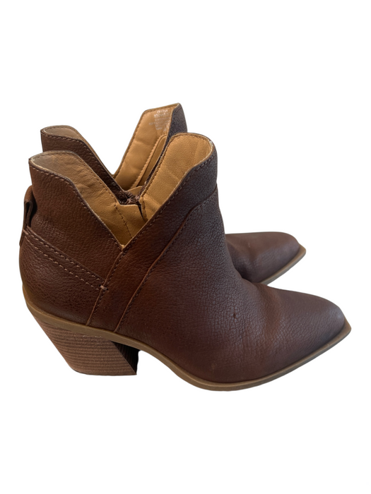 Crown Vintage Shoe Size 8.5 Brown Leather Pointed Toe Block Heel V Ankle Booties Brown / 8.5