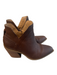 Crown Vintage Shoe Size 8.5 Brown Leather Pointed Toe Block Heel V Ankle Booties Brown / 8.5