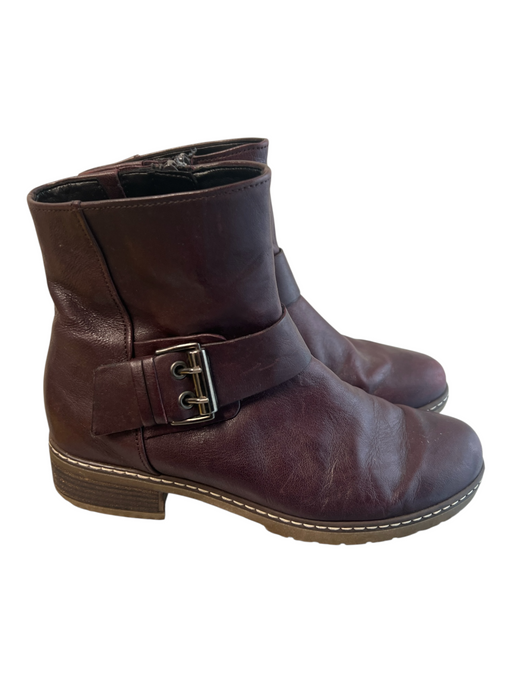 Gabor Shoe Size 8.5 Plum Leather Almond Toe Zip Side above ankle Boots Plum / 8.5